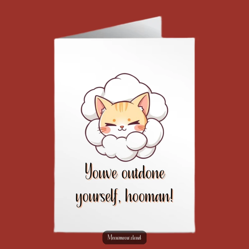 Free Printable Congrats Card: Mischievous Cat Cloud Surprise, Funny Downloadable Gift