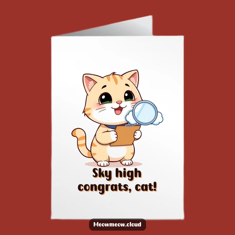 Free Printable Funny Congrats Card: Cat Cloud Inspection - Downloadable Gift