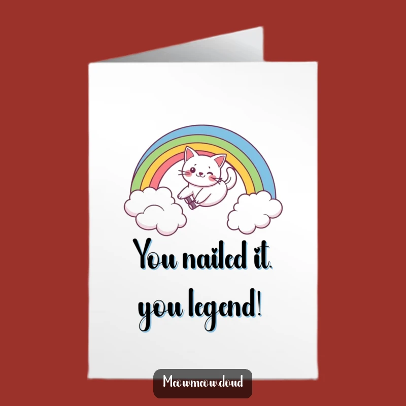 Free Printable Congrats Card: Funny Cat Rainbow Slide - Joyful Downloadable Greeting