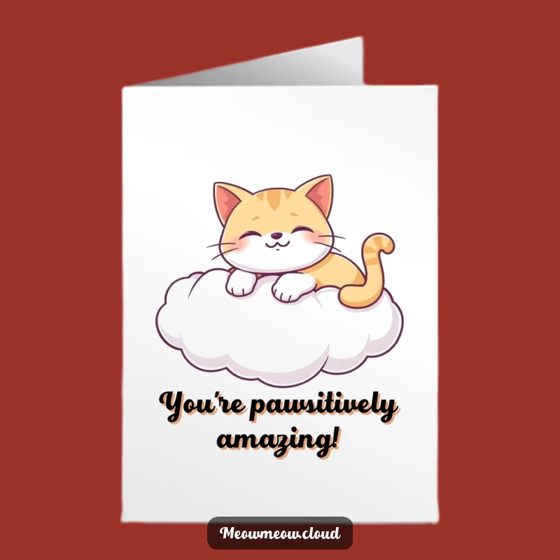 Free Printable Congratulations Card: Cat on Cloud, Funny Downloadable Gift for Heavenly Success