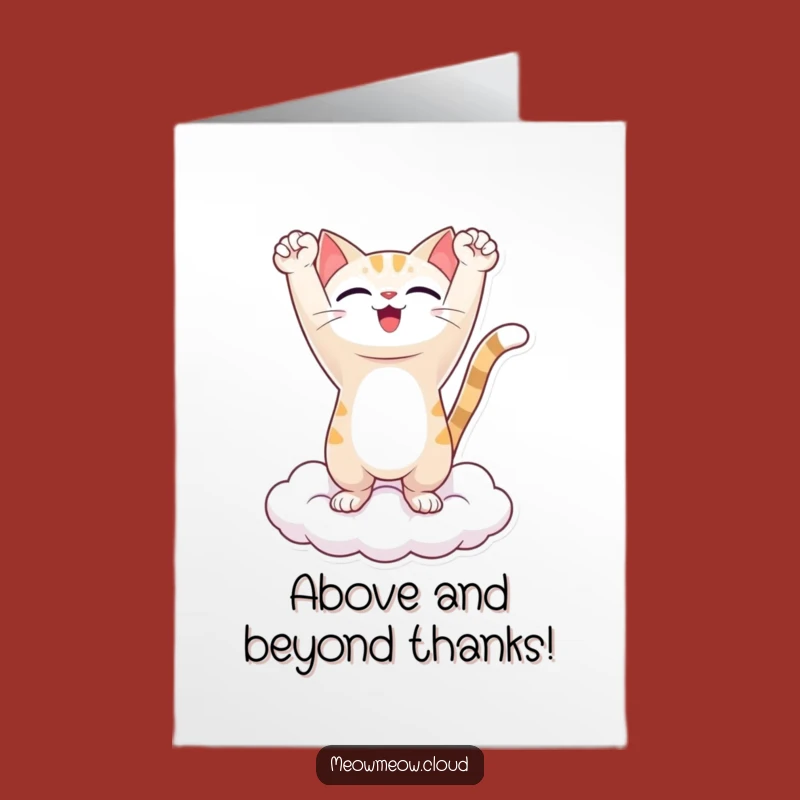Free Printable Thank You Cat Card - Grateful Cat Cloud Downloadable Gift