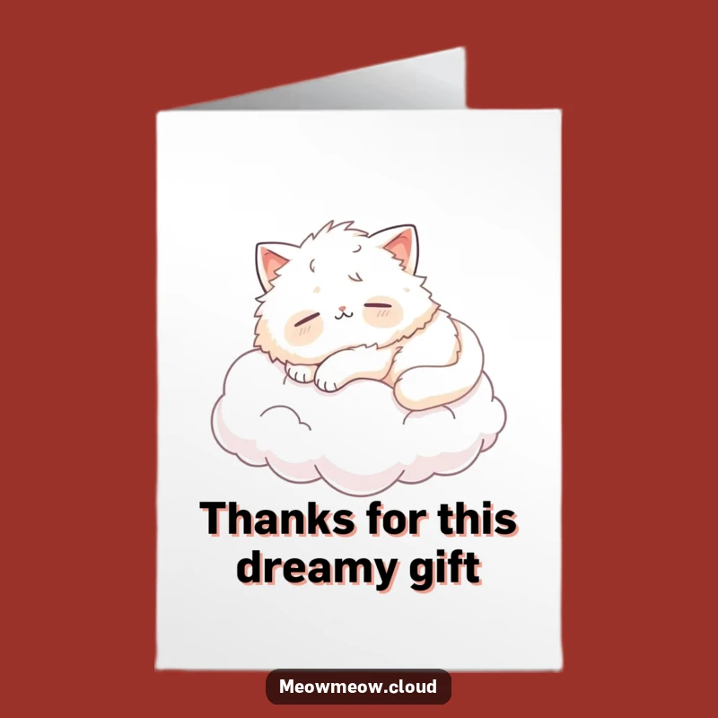 Free Printable Cat Cloud Thank You Card: Napping Gratitude Humor Downloadable