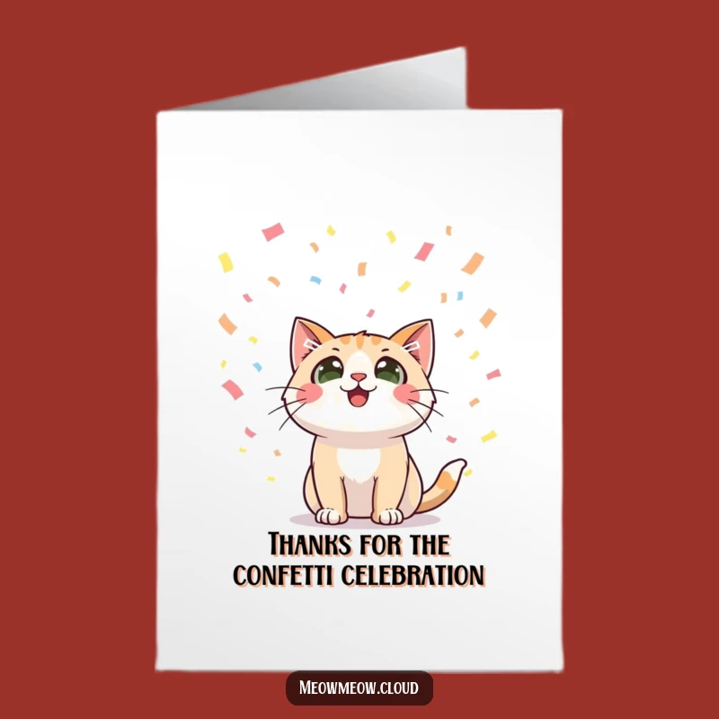 Free Printable Thank You Card: Cat Confetti Joy, Cheerful Downloadable Gratitude