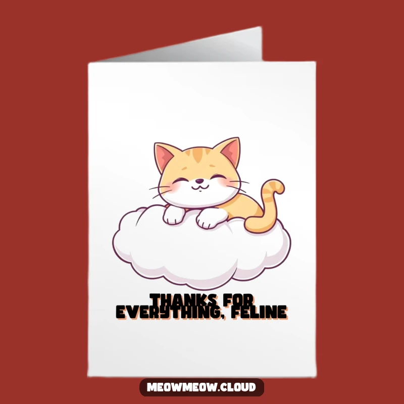Free Printable Thank You Card: Cat on Cloud, Funny Downloadable Gift for Serene Gratitude