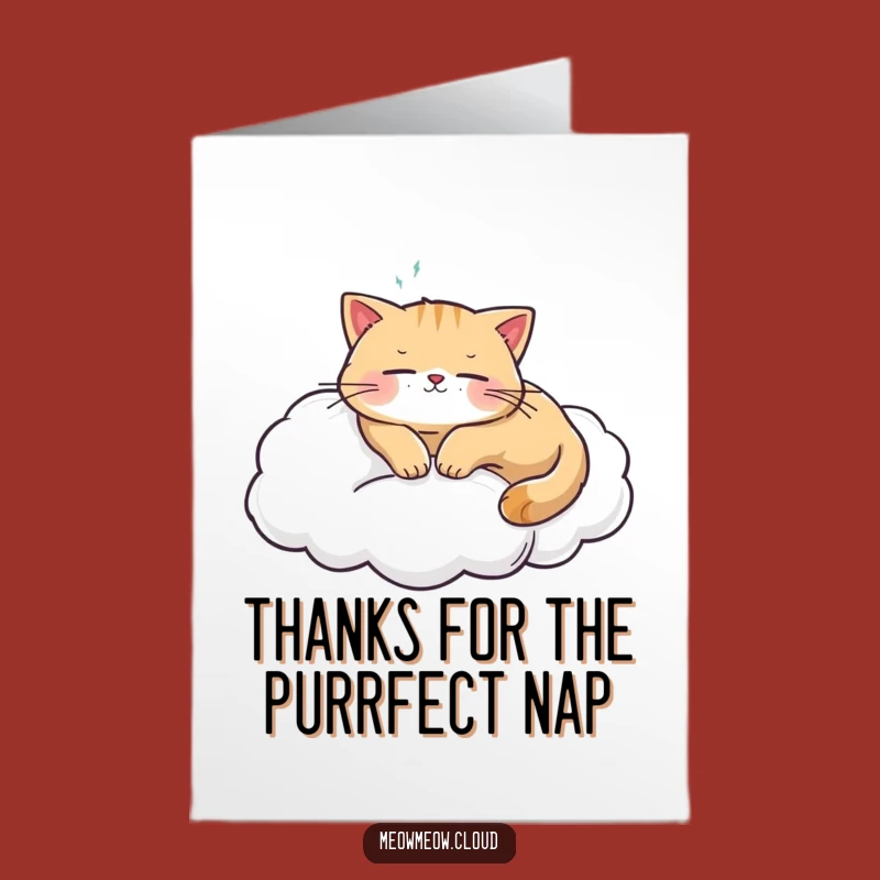 Free Printable Thank You Card: Content Cat Cloud Snoozer, Funny Downloadable Gift of Thanks