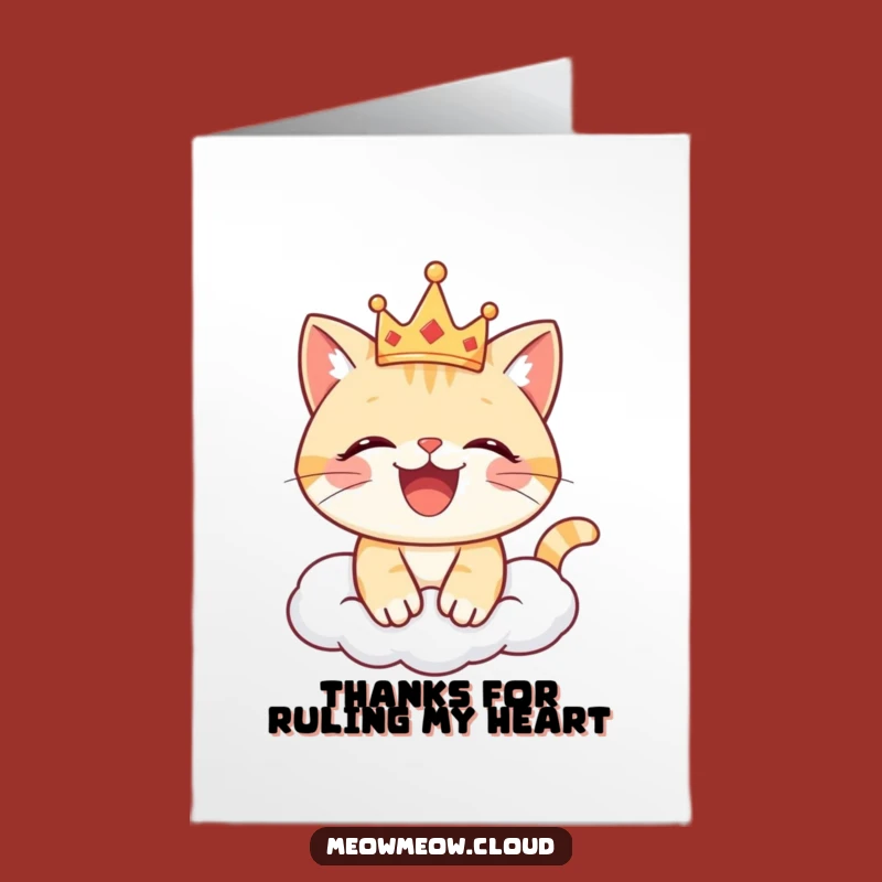 Free Printable Thank You Card: Crowned Cat Gratitude, Downloadable Funny Gift