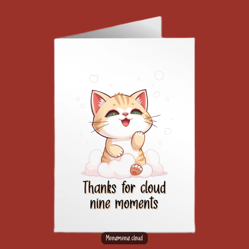 Free Printable Thank You Card: Mischievous Cloud Cat, Funny Downloadable Gift of Thanks
