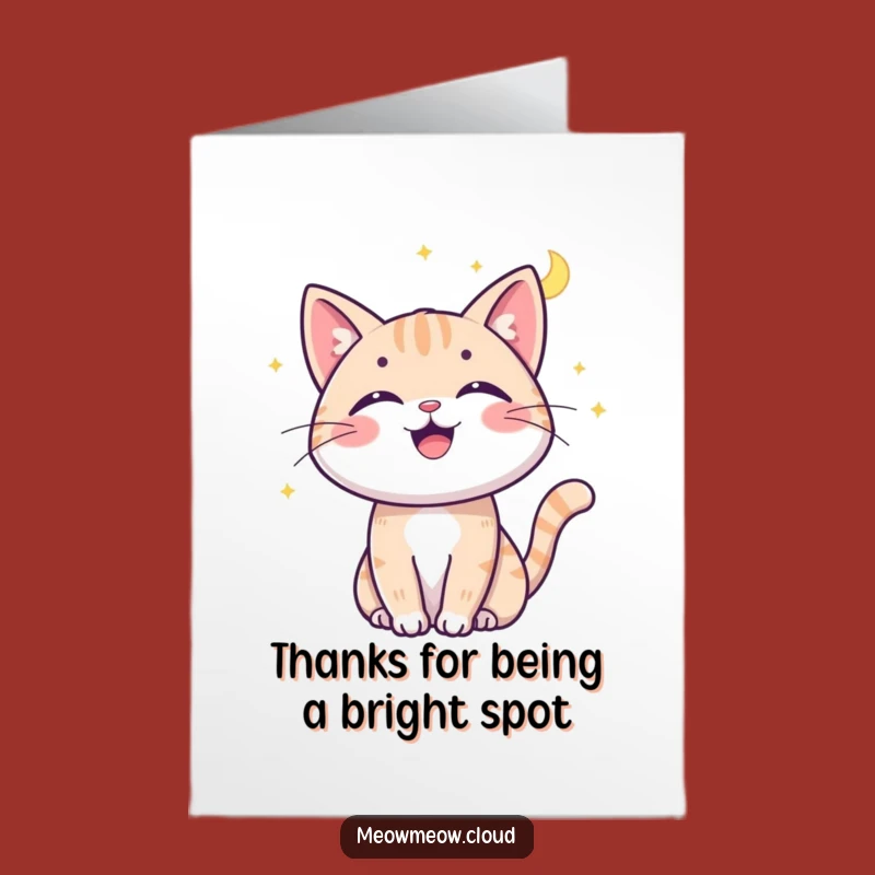 Free Printable Thank You Card: Moonbeam Cat Playful Funny Downloadable Gift