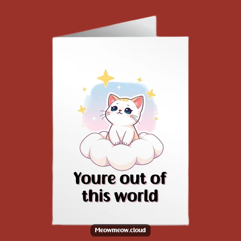 Free Printable Thank You Card: Starry Cat Cloud - Celestial Downloadable