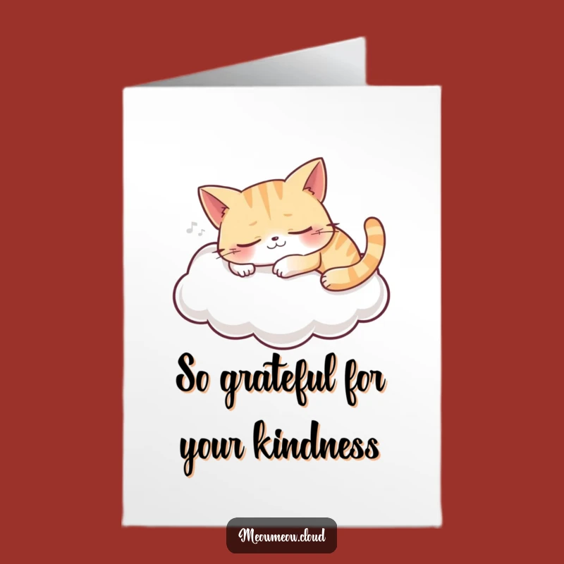 Free Printable Thank You Card: Sleeping Cat Cloud - Cozy Downloadable