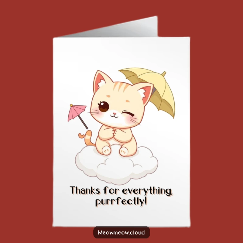 Free Printable Thank You Card: Winking Cat Cloud Dweller Says Thanks