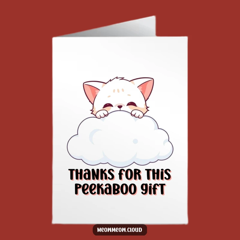 Free Printable Cat Cloud Thank You Card: Peeking Gratitude Humor Downloadable