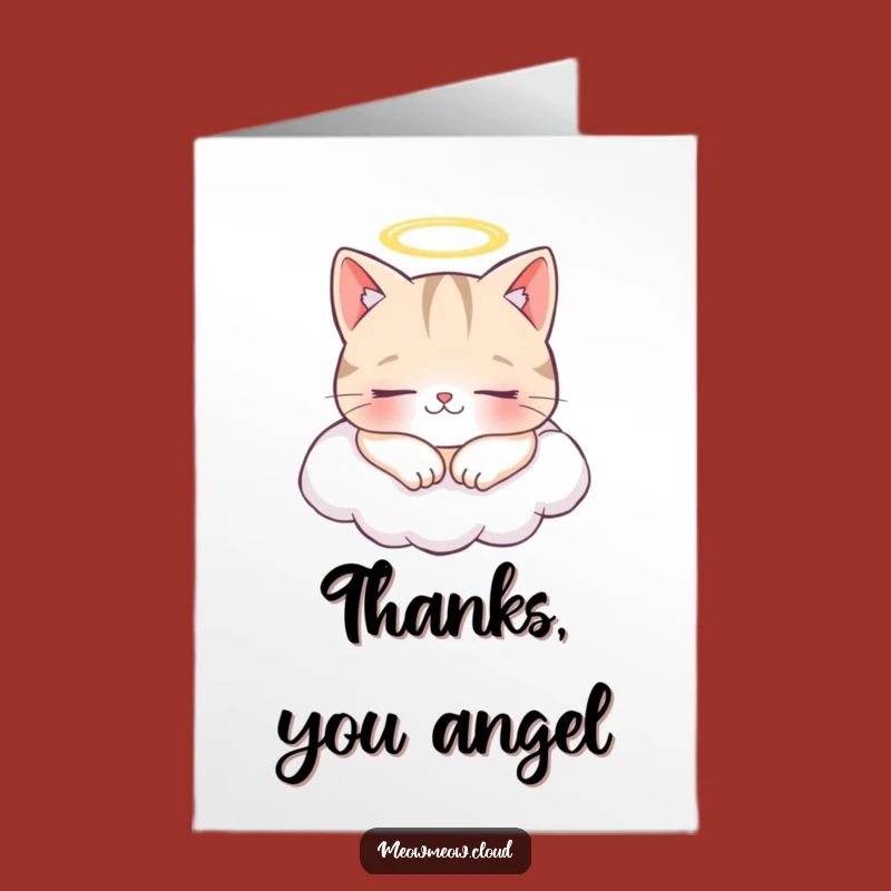 Free Printable Angel Cat Thank You Card: Funny Downloadable Gift for Sweet Thanks