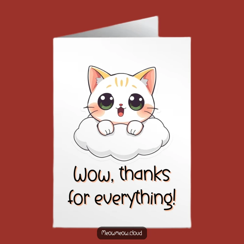Free Printable Thank You Card: Surprised Cat Cloud, Unexpected Downloadable Gift