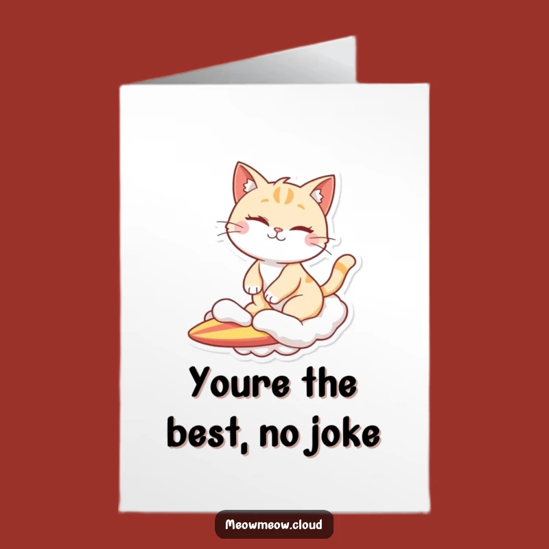 Free Printable Thank You Card: Winking Cat Cloud Surfer - Cool Downloadable