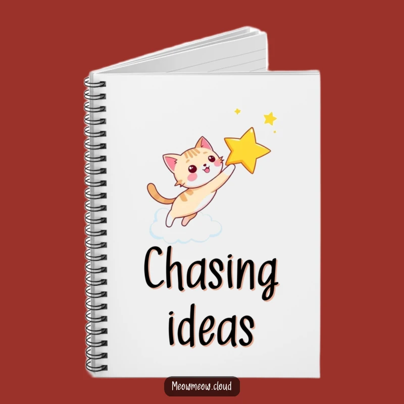 Funny Star Chasing Cat Notebook: Happy Kitty Journal for Ambitious Ideas