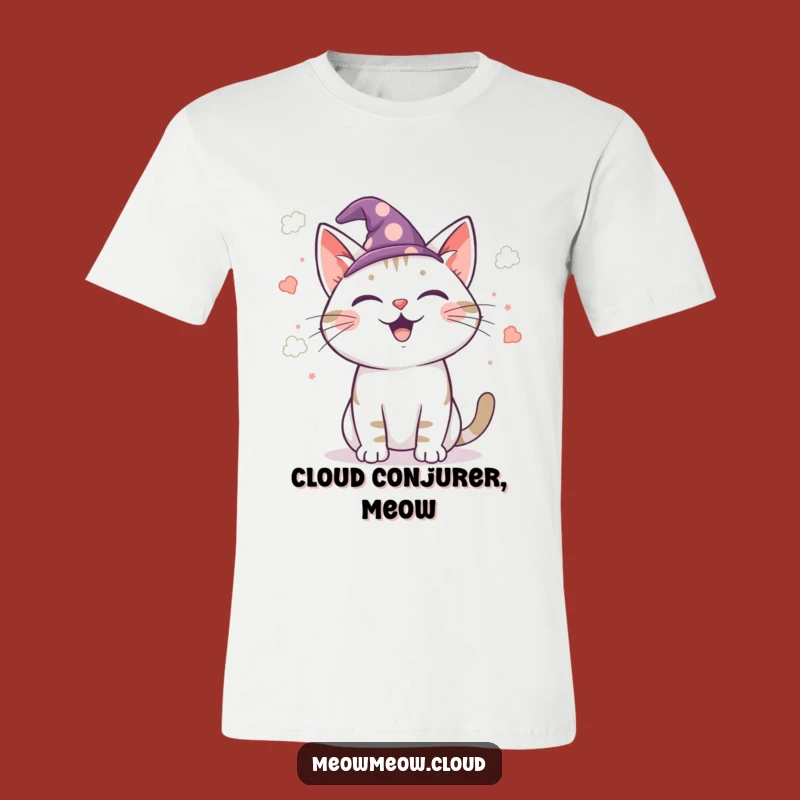 Funny Wizard Cat T-Shirt: Unleash Joyful Magic with Cloud Confetti Fun