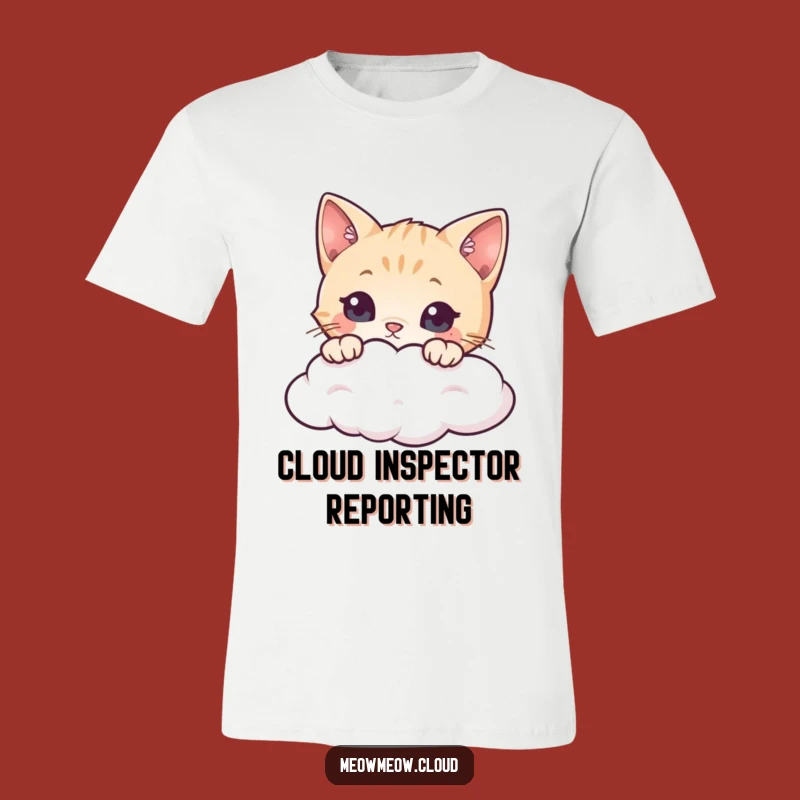 Funny Curious Cat Cloud T-Shirt: Whimsical Peek for Cat Lovers, Perfect Funny Gift!