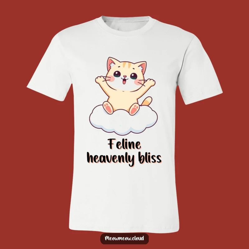 Funny Surprised Cat Cloud T-Shirt - Whimsical Pet Heaven Humor Tee