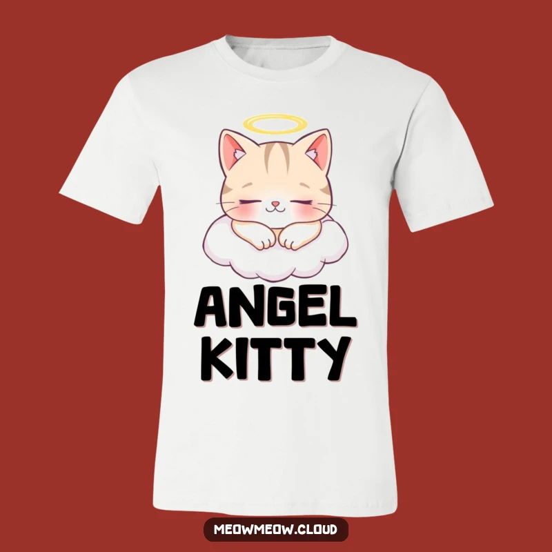 Funny Angel Cat T-Shirt: Cheerful Cloud Napping Cute Tee