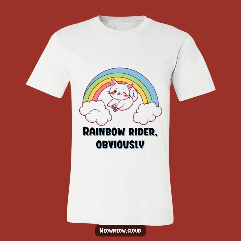 Funny Cat Rainbow Slide T-Shirt: Whimsical Feline Apparel for Humor Lovers