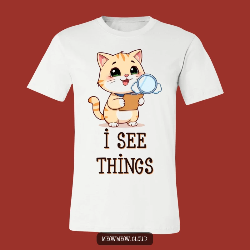 Funny Cat Inspector T-Shirt: Cloud-inspecting feline tee, ideal funny gift.