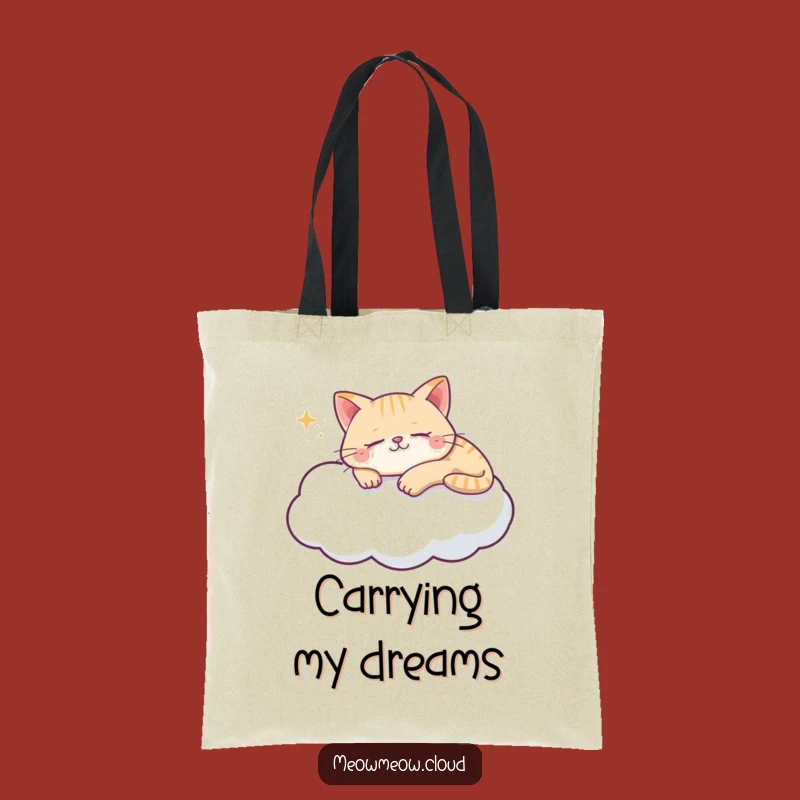 Funny Cat Cloud Tote Bag - Sleepy Kitty Carry-All