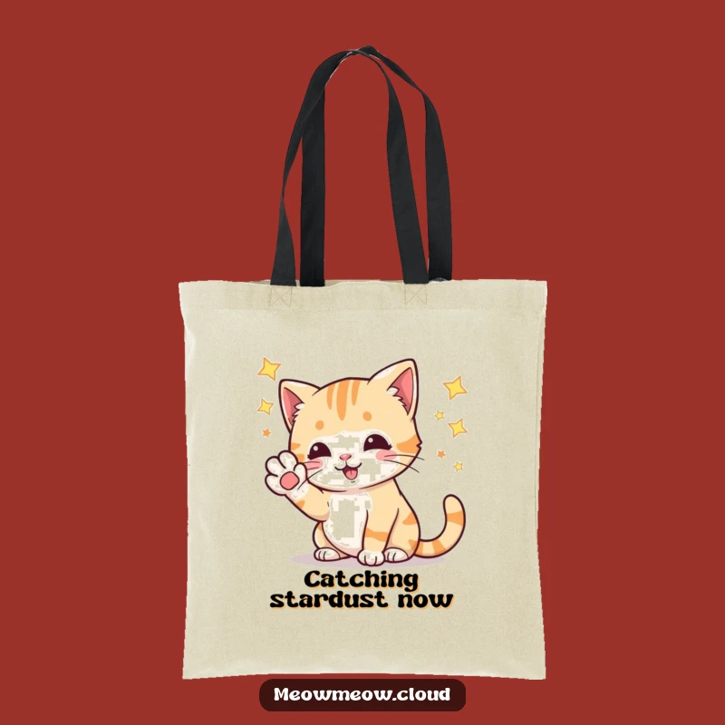 Funny Playful Cat Stars Tote Bag: Adorable Accessory for Cosmic Fun