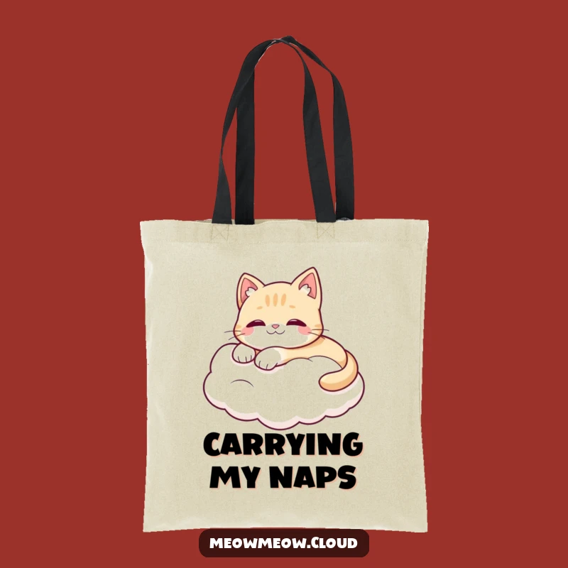 Funny Cat Cloud Tote Bag: Happy Cat On Cloud Design, Great Funny Gift!