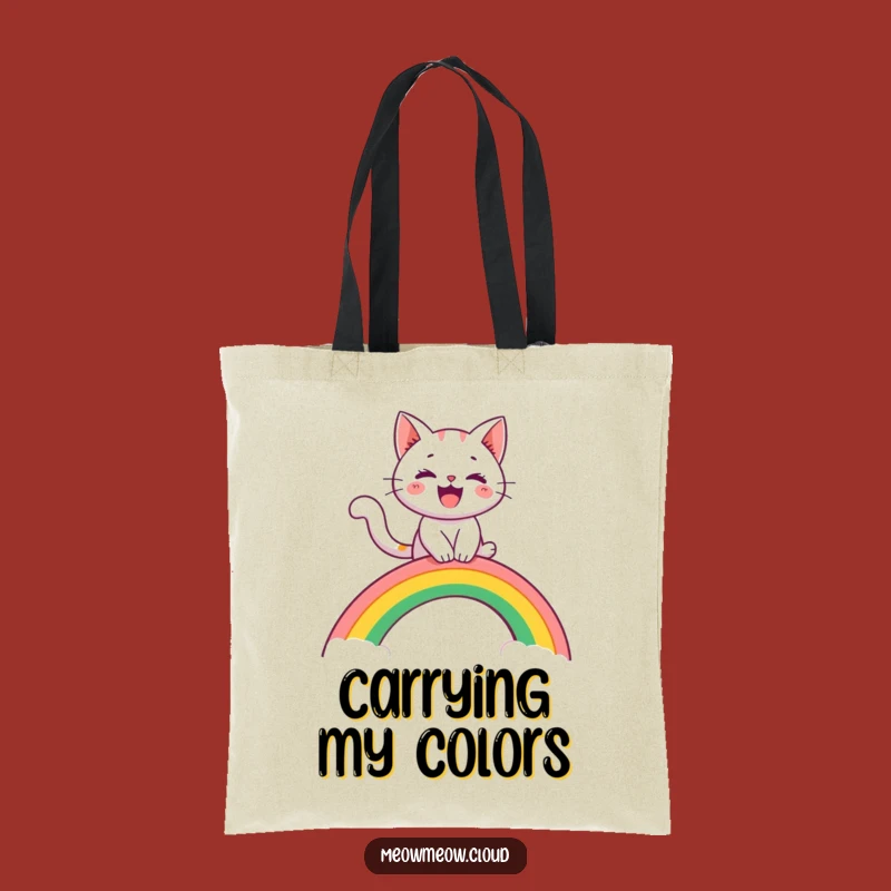 Funny Cat Rainbow Slide Tote Bag: Carry Your Fun & Adventure