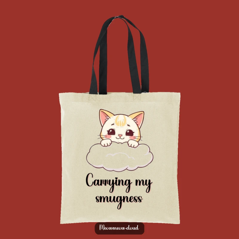 Funny Cheeky Cat Cloud Grin Tote Bag: Carry Your Cheer
