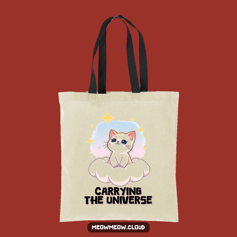 Funny Dreamy Cat Star Gazing Tote Bag: Carry Your Dreams with You