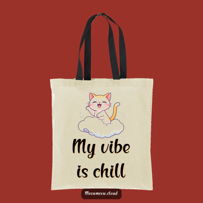Funny Joyful Cat Cloud Wave Tote Bag: Carry Your Good Vibes