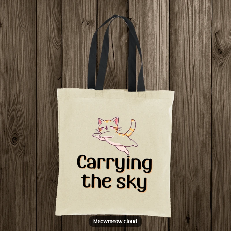 Funny leaping cat design on a tote bag, representing agility and movement for gym or everyday use.