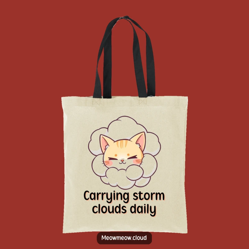 Funny Mischievous Cat Tote Bag, Stylish Cumulonimbus Carry-All, Funny Gift