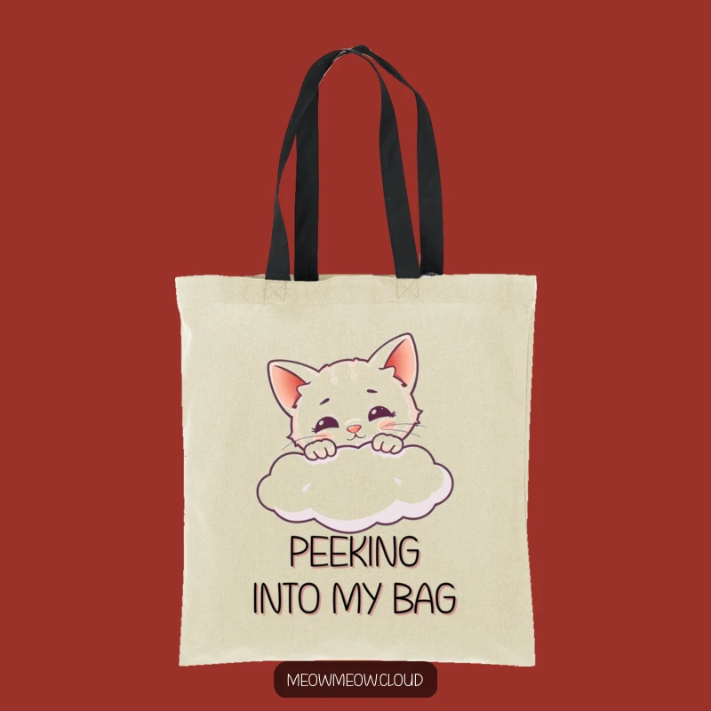 Funny Cat Peeking Cloud Tote Bag - Cute & Practical Curious Carryall